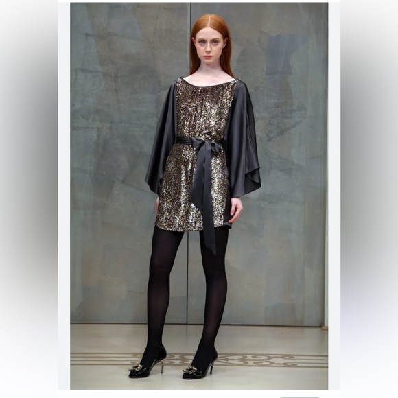 Reem Akra Runway Sequence Dress Tunic. Size S/M . Green/olive color - Picture 3 of 9